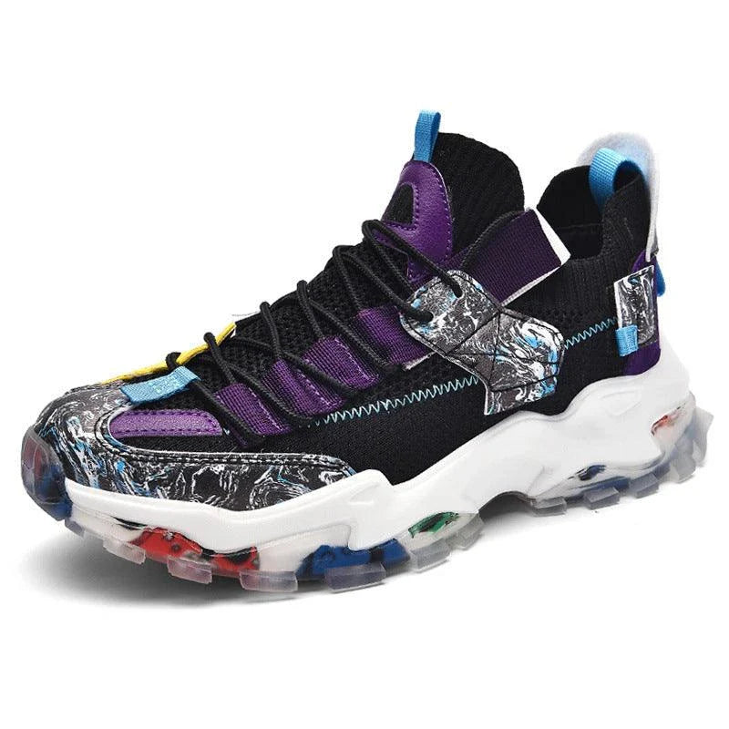 Breathable casual sports running shoes with a mesh upper and rubber sole, available in a variety of sizes for the fashion-conscious British consumer.