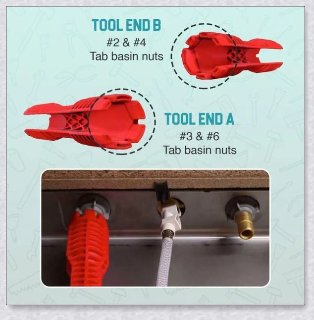 The Plumber's Sink Wrench, a high-quality plumbing tool designed to easily reach and turn hard-to-access nuts and bolts in tight spaces.