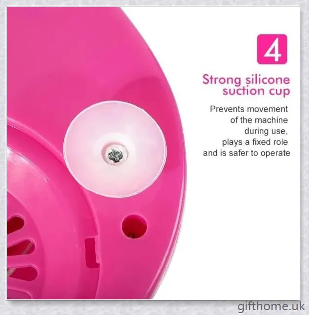 A red cotton candy maker machine on a counter, creating fluffy, cloud-like cotton candy.