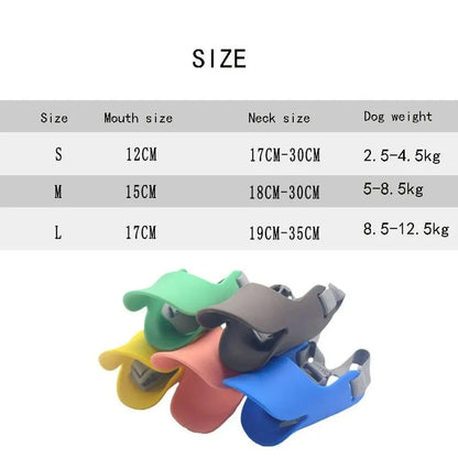 Soft, lightweight, and flexible silicone dog muzzle with a cute duck-bill design for preventing barking, biting, and licking in small to medium-sized dogs