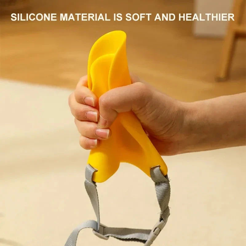 Soft, lightweight, and flexible silicone dog muzzle with a cute duck-bill design for preventing barking, biting, and licking in small to medium-sized dogs