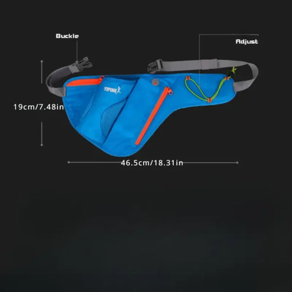 Running Water Bottle Waist Pack with adjustable strap, water bottle holder, and reflective safety features