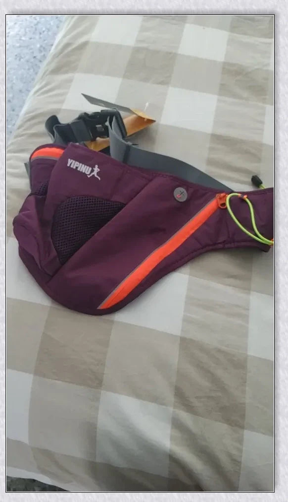 Running Water Bottle Waist Pack with adjustable strap, water bottle holder, and reflective safety features