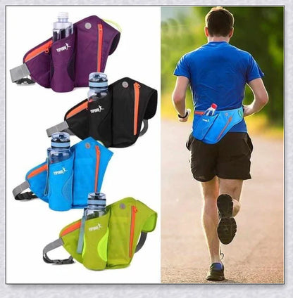 Running Water Bottle Waist Pack with adjustable strap, water bottle holder, and reflective safety features