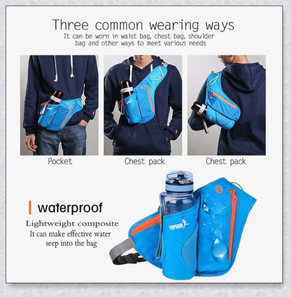 Running Water Bottle Waist Pack with adjustable strap, water bottle holder, and reflective safety features