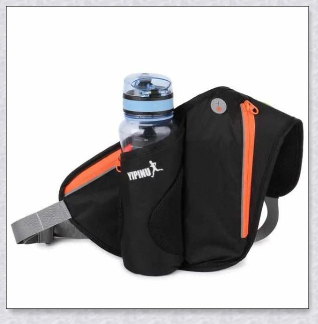 Running Water Bottle Waist Pack with adjustable strap, water bottle holder, and reflective safety features