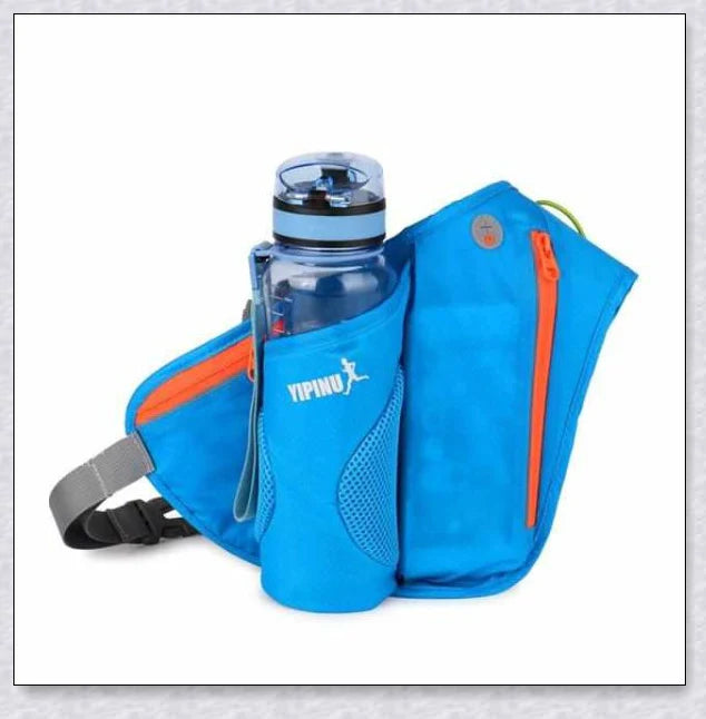 Running Water Bottle Waist Pack with adjustable strap, water bottle holder, and reflective safety features