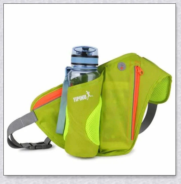 Running Water Bottle Waist Pack with adjustable strap, water bottle holder, and reflective safety features