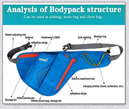 Running Water Bottle Waist Pack with adjustable strap, water bottle holder, and reflective safety features