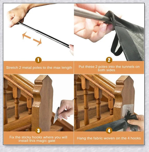 Indoor Retractable Dog Gate Mesh - Adjustable and Durable Gate Protecting Home Safety