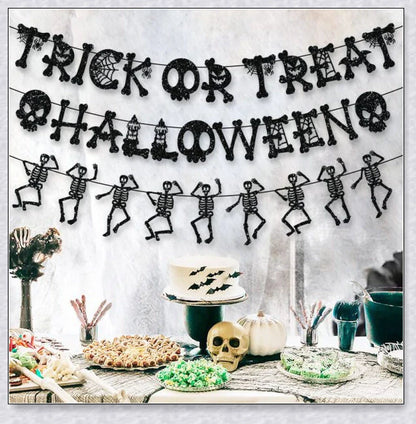Set of 3 Greetreat Happy Halloween Trick or Treat Banners with bold skull and 'Trick or Treat' designs