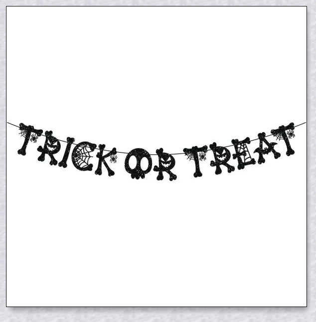 Set of 3 Greetreat Happy Halloween Trick or Treat Banners with bold skull and 'Trick or Treat' designs