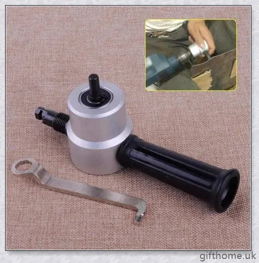 Premium Double-Head Metal Sheet Cutter & Drill Attachment - Compact, Adjustable, and Powerful Cutting Tool
