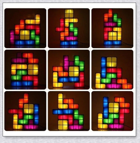 Tetris Constructible Desk Lamp Light - Modular LED-illuminated blocks for endless creative configurations