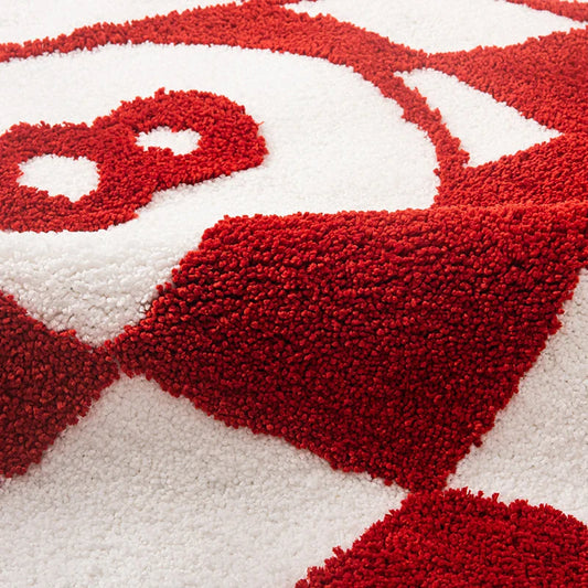 Billiards 8 Ball Tufted Area Rug with a striking black 8 ball design surrounded by a bold red circle