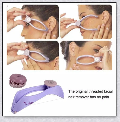 Facial Hair Removal Threading Tool for painless, root-extracting hair removal on the forehead, cheeks, chin, and upper lip