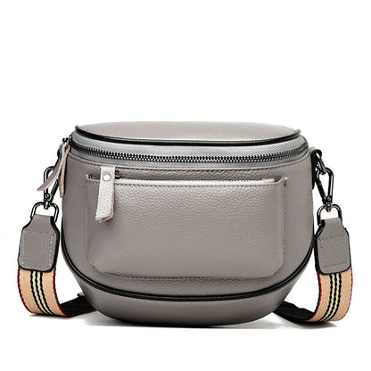 A stylish women's leather diagonal saddle bag in various colours, featuring a trendy and sophisticated design perfect for everyday use.