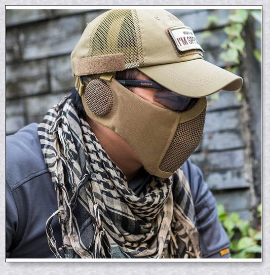 Tactical Foldable Mesh Mask With Ear Protection for Airsoft Gameplay