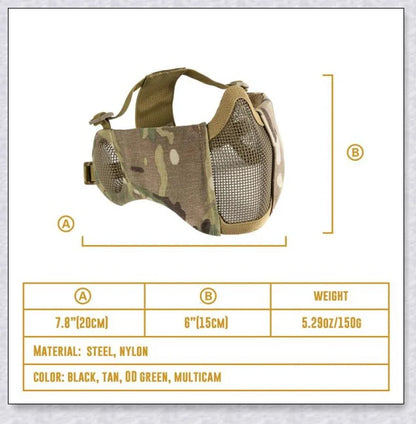 Tactical Foldable Mesh Mask With Ear Protection for Airsoft Gameplay