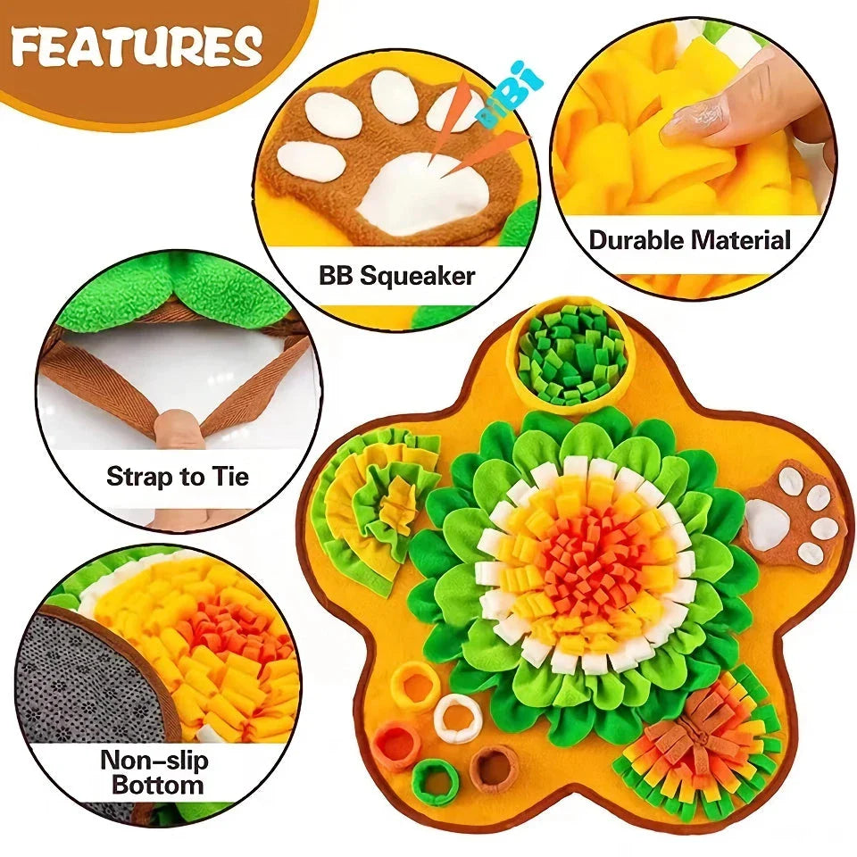 Interactive Sniff Mat for Dogs - a versatile playtime companion with treat dispensing, squeaky toys, and boredom-busting activities