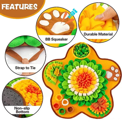 Interactive Sniff Mat for Dogs - a versatile playtime companion with treat dispensing, squeaky toys, and boredom-busting activities