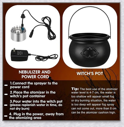 Halloween Witch Pot Smoke Machine Mist Maker with colourful LED lighting and mesmerising mist effect