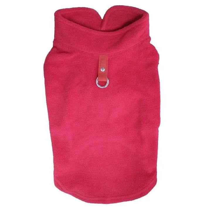 A cosy, warm fleece vest for dogs in a classic solid royal blue colour