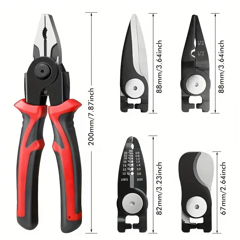 5-in-1 Electrician's Multifunctional Tool Kit with interchangeable heads and durable steel construction