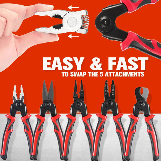 5-in-1 Electrician's Multifunctional Tool Kit with interchangeable heads and durable steel construction