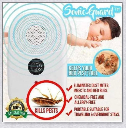 SonicGuard Dust Mite + Bed Bug Killer - Ultrasonic pest control device for a healthy, allergen-free home