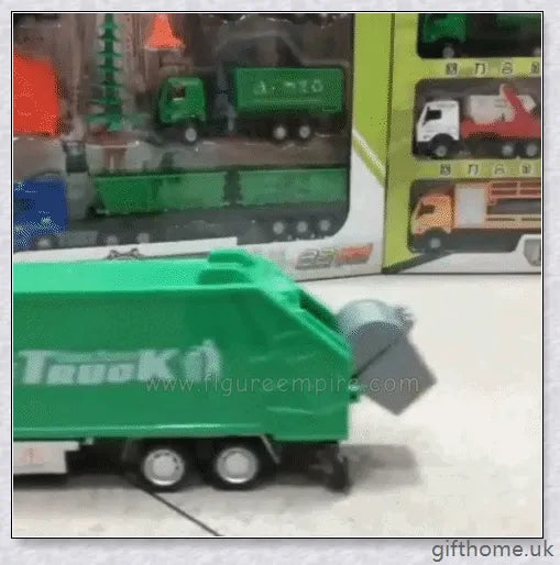 Detailed and realistic garbage truck toy with smooth-rolling wheels, movable backdoor, and trash bin for interactive, educational play