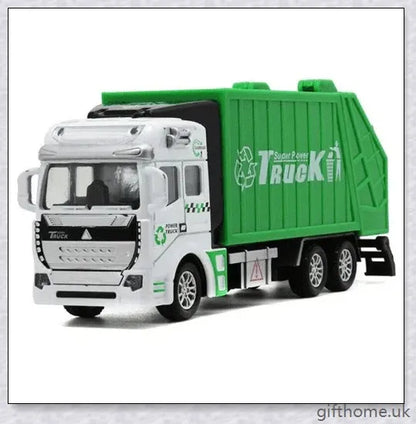 Detailed and realistic garbage truck toy with smooth-rolling wheels, movable backdoor, and trash bin for interactive, educational play