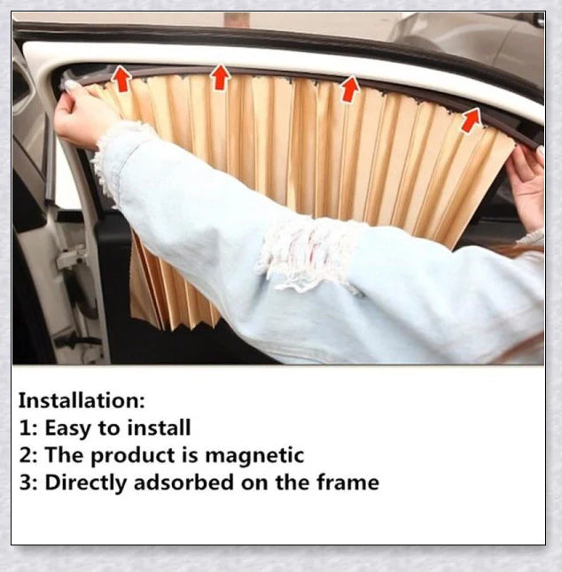 Slidenshade - Universal Magnetic Car Window Sunshade with Sliding Curtain Design for UV Protection and Privacy