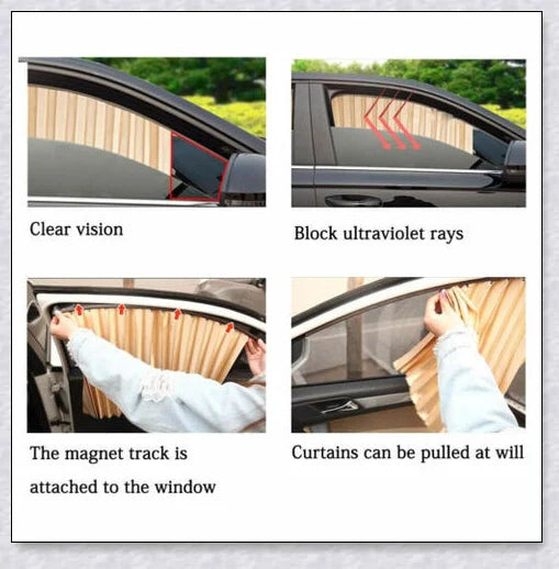 Slidenshade - Universal Magnetic Car Window Sunshade with Sliding Curtain Design for UV Protection and Privacy