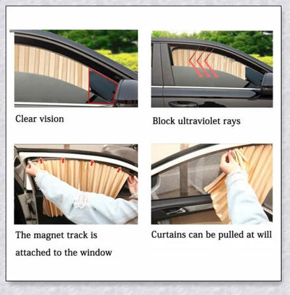 Slidenshade - Universal Magnetic Car Window Sunshade with Sliding Curtain Design for UV Protection and Privacy