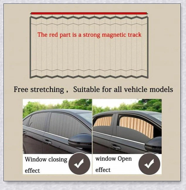 Slidenshade - Universal Magnetic Car Window Sunshade with Sliding Curtain Design for UV Protection and Privacy