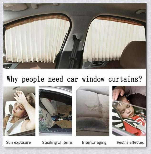 Slidenshade - Universal Magnetic Car Window Sunshade with Sliding Curtain Design for UV Protection and Privacy
