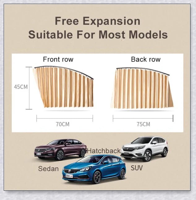 Slidenshade - Universal Magnetic Car Window Sunshade with Sliding Curtain Design for UV Protection and Privacy