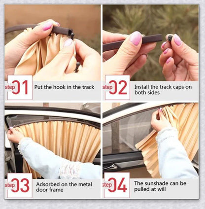 Slidenshade - Universal Magnetic Car Window Sunshade with Sliding Curtain Design for UV Protection and Privacy