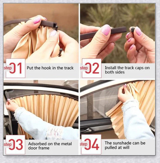 Slidenshade - Universal Magnetic Car Window Sunshade with Sliding Curtain Design for UV Protection and Privacy