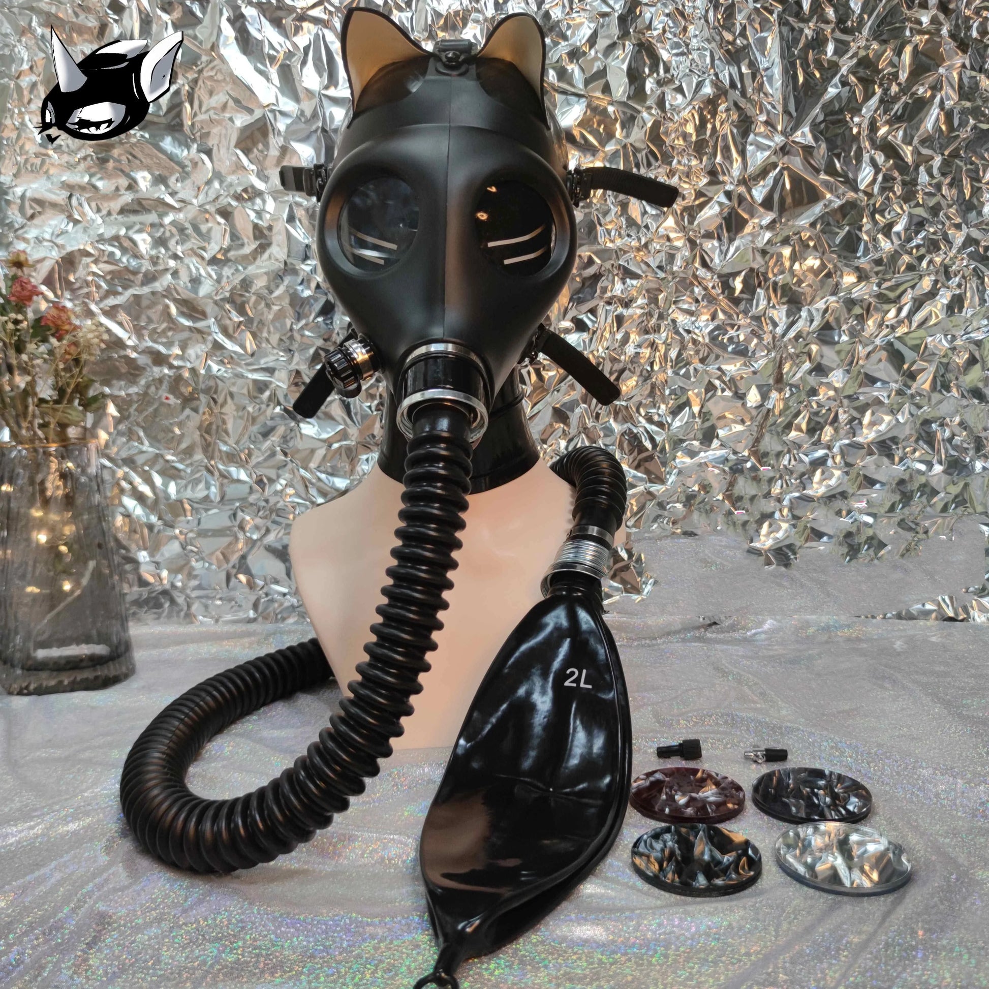 Latex Gas Mask Choking Set Breathing Bag - A premium costume accessory with innovative design and practical features