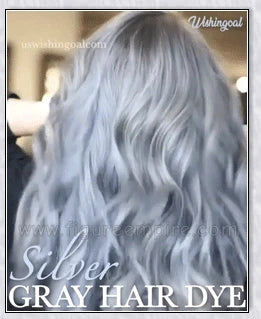 Bottle of premium Silver Gray Hair Dye with a metallic shine booster for long-lasting, nourishing colour