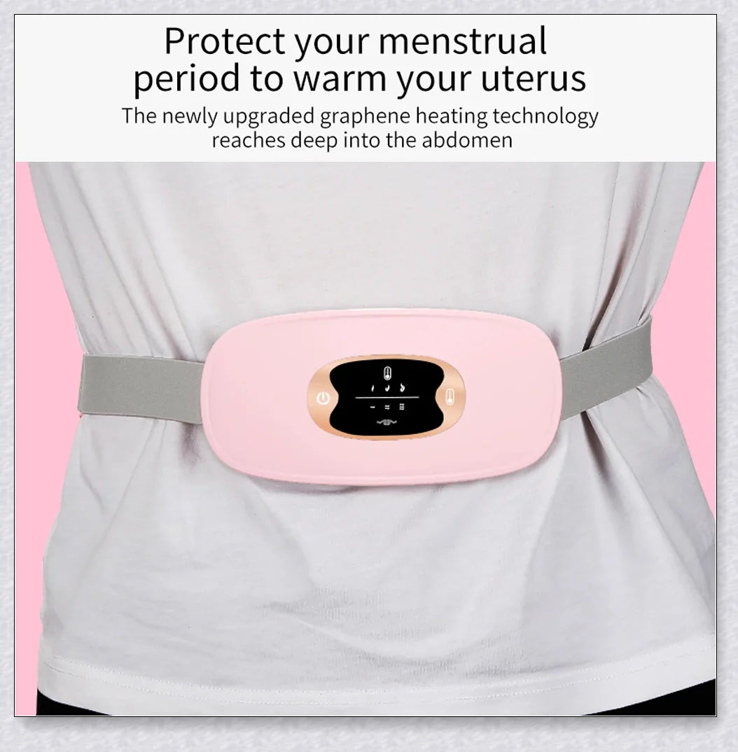 Relieve Menstrual Pain Abdominal Heating Massage Warm - Portable, USB-rechargeable device with adjustable heating and vibration settings