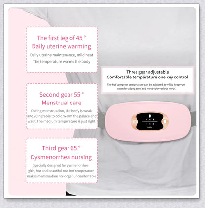 Relieve Menstrual Pain Abdominal Heating Massage Warm - Portable, USB-rechargeable device with adjustable heating and vibration settings