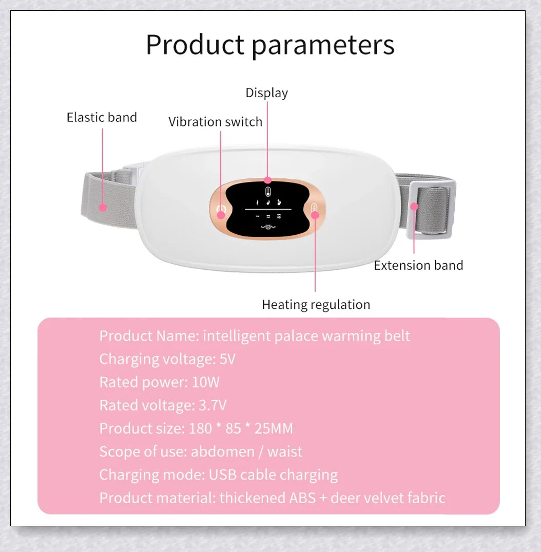 Relieve Menstrual Pain Abdominal Heating Massage Warm - Portable, USB-rechargeable device with adjustable heating and vibration settings