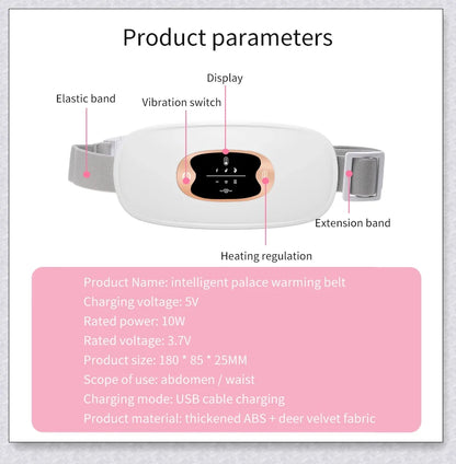 Relieve Menstrual Pain Abdominal Heating Massage Warm - Portable, USB-rechargeable device with adjustable heating and vibration settings