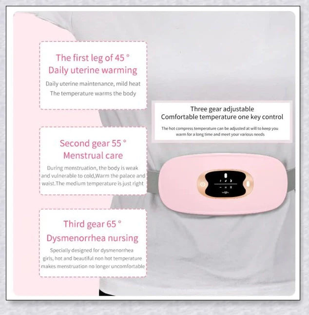 Relieve Menstrual Pain Abdominal Heating Massage Warm - Portable, USB-rechargeable device with adjustable heating and vibration settings