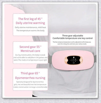 Relieve Menstrual Pain Abdominal Heating Massage Warm - Portable, USB-rechargeable device with adjustable heating and vibration settings
