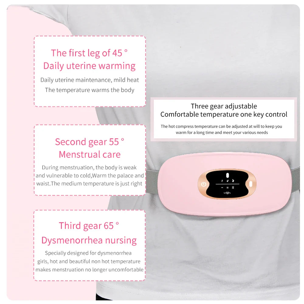 Relieve Menstrual Pain Abdominal Heating Massage Warm - Portable, USB-rechargeable device with adjustable heating and vibration settings