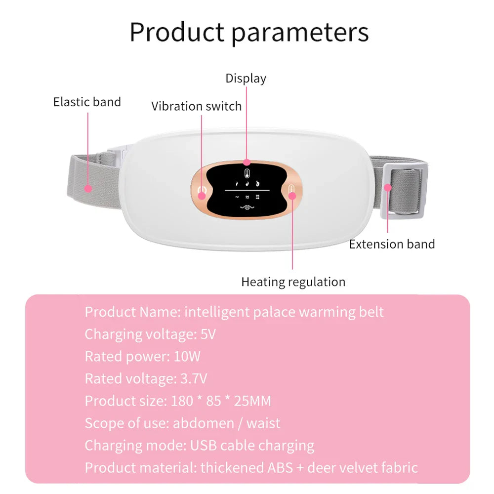 Relieve Menstrual Pain Abdominal Heating Massage Warm - Portable, USB-rechargeable device with adjustable heating and vibration settings